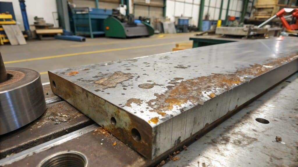 Aluminum tube showing signs of corrosion next to a steel fitting